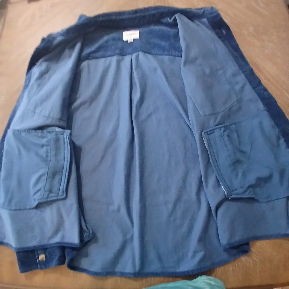 Goodfellow And Co Men's Shacket XXL Navy Blue Corduroy‎ Ribbed Trucker Jacket...